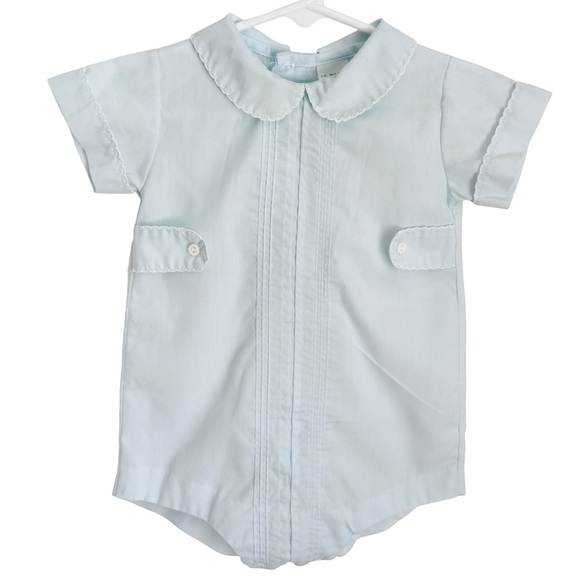 Vintage Alexis Light Blue Infant Baby Romper One Piece Short Sleeve 6-9M USA - Picture 1 of 8
